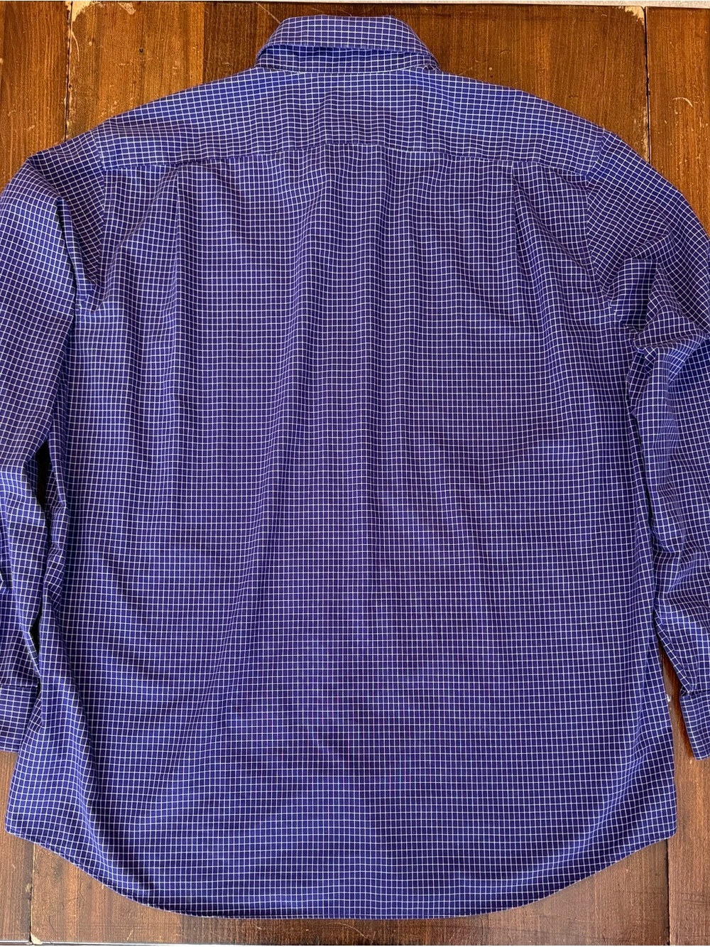 L.L Bean Mens Lg Wrinkle Resistance Long Sleeve Purple Gingham Button Down Shirt - Picture 6 of 11